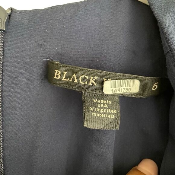 Black Halo Womens Dress Size 6 Navy Blue Elsie Puff Sleeve Crewneck Sheath - Picture 2 of 9